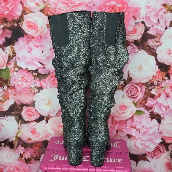 Simply Vera Wang womens tall chunky 3.5" inch heel silver boots like new - Picture 4 of 9